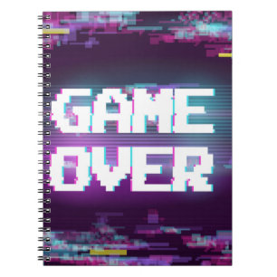 Game over concept illustration with glitch effect. notebook