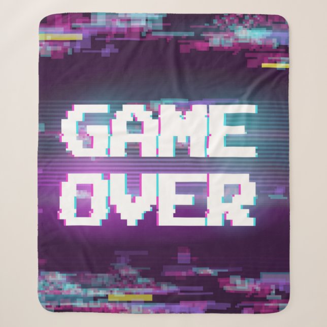 Game over concept illustration with glitch effect. sherpa blanket (Front)