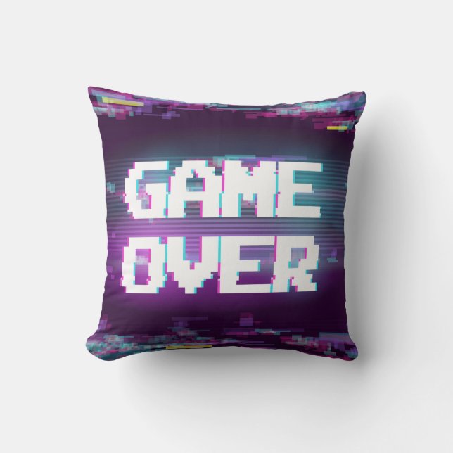 Game over concept illustration with glitch effect. throw pillow (Front)
