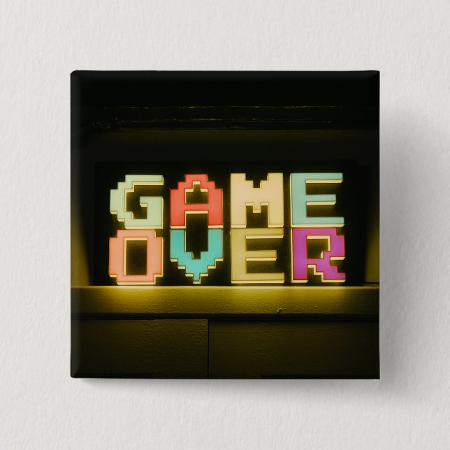 Game Over Cute Simple Pixel Art Pixel Arts Easy De 2 Inch Square Button (Front)