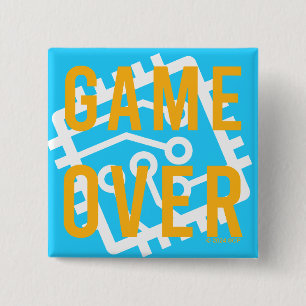 Game Over Digital Circuit 2 Inch Square Button