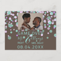 Game Over Funny Save The Date Wedding Confet Photo