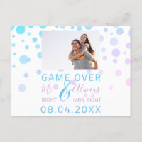 Game Over Funny Save The Date Wedding White Photo