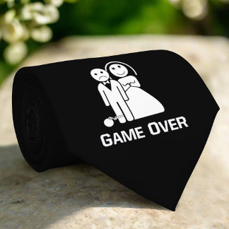 Game Over Funny Wedding Saying Black And White Tie