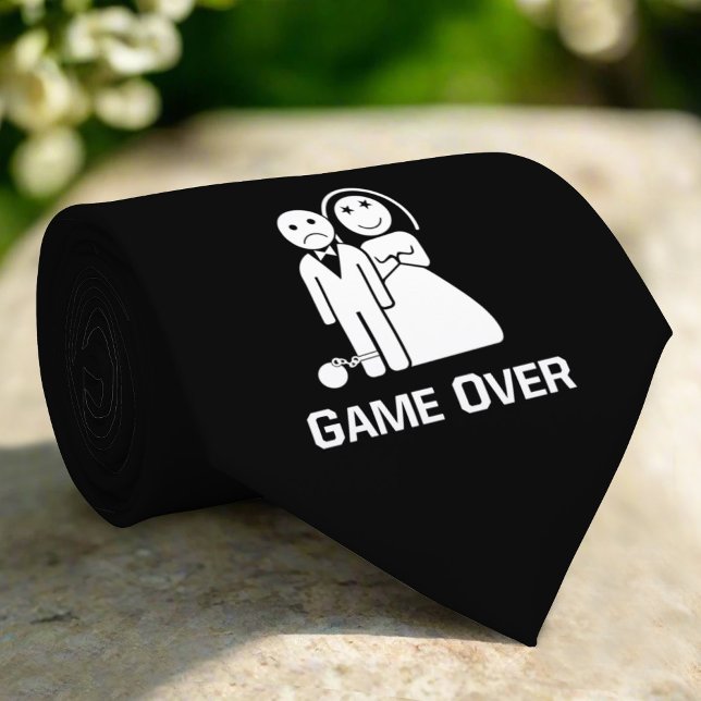 Game Over Funny Wedding Saying Black And White Tie (Creator Uploaded)