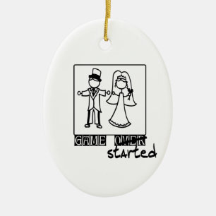 game over game started wedding t-shirt ceramic ornament