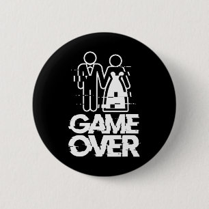 Game Over Glitch Bride Groom Funny Wedding 2 Inch Round Button