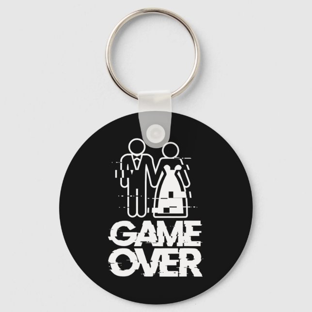 Game Over Glitch Bride Groom Funny Wedding  Keychain (Front)