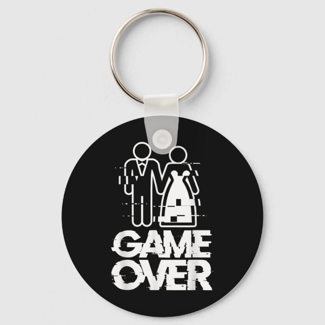 Game Over Glitch Bride Groom Funny Wedding  Keychain (Front)