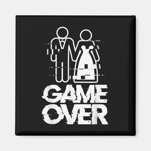 Game Over Glitch Bride Groom Funny Wedding  Magnet (Front)