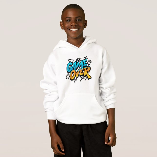 Game Over Graffiti Hoodie - Retro Gaming Style (Devant entier)