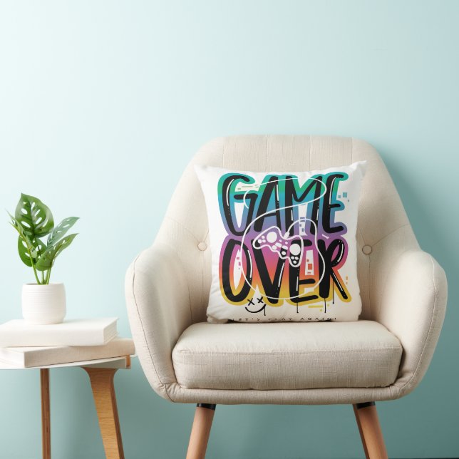 Game over graffiti joystick gamer throw pillow (Chair)