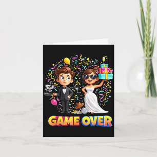Game-over groom bride wedding bachelor card
