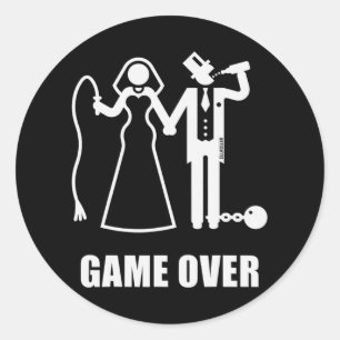 Game Over (jga Bride And Groom New Whip Beer W)  Classic Round Sticker