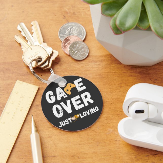 Game Over Just Loving Gamer Art Keychain (Desk)