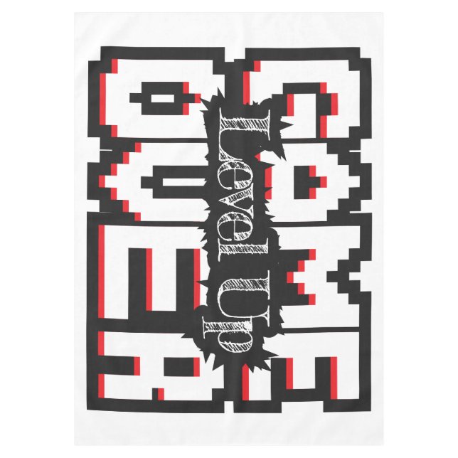 Game Over, Level Up: Pixelated Retro Game World Tablecloth (Front)