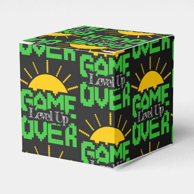 Game Over, Level Up: Retro Pixel Block Adventure Favor Box (Front Side)