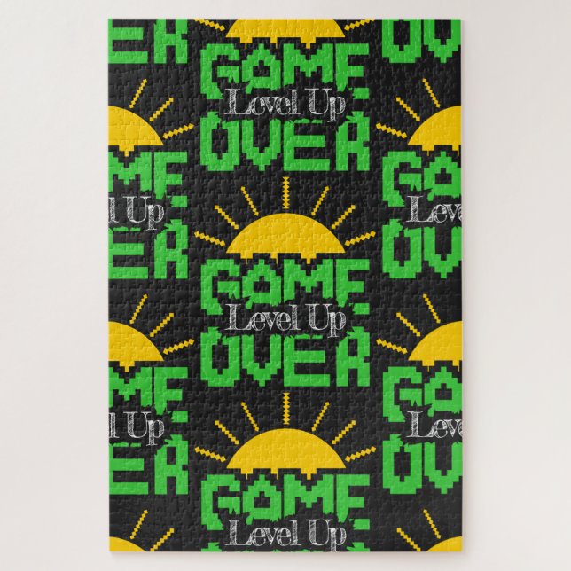 Game Over, Level Up: Retro Pixel Block Adventure Jigsaw Puzzle (Vertical)