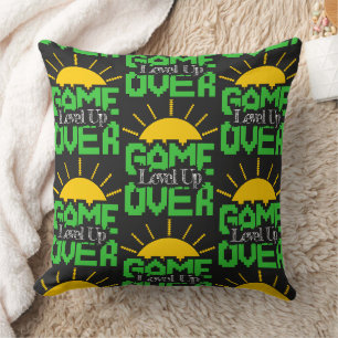 Game Over, Level Up: Retro Pixel Block Adventure Throw Pillow