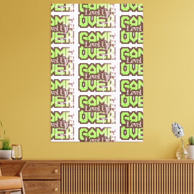 Game Over, Level Up: Retro Pixel Sandbox Adventure Canvas Print (Insitu(LivingRoom))