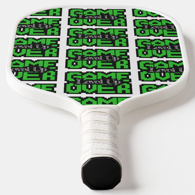 Game Over, Level Up: Retro Pixel Sandbox Adventure Pickleball Paddle (Laydown)