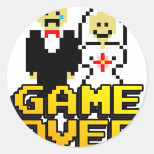 Game over marriage (8-bit) classic round sticker