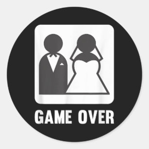 Game Over Marriage Groom Bride  Classic Round Sticker