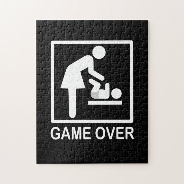 Game Over Mom Funny Black and White Pictogram Jigsaw Puzzle (Vertical)