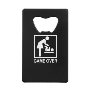 Game Over Mom Funny Black and White Pictogram Wallet Bottle Opener