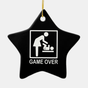 Game Over Mom Funny Signage Pictogram Ceramic Ornament