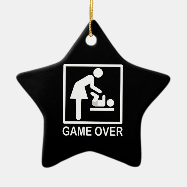Game Over Mom Funny Signage Pictogram Ceramic Ornament (Front)