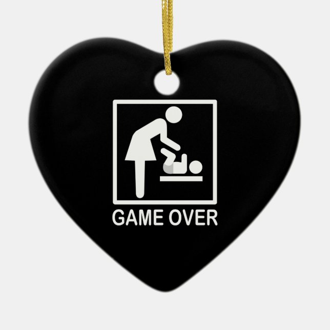 Game Over Mom Funny Signage Pictogram Ceramic Ornament (Front)