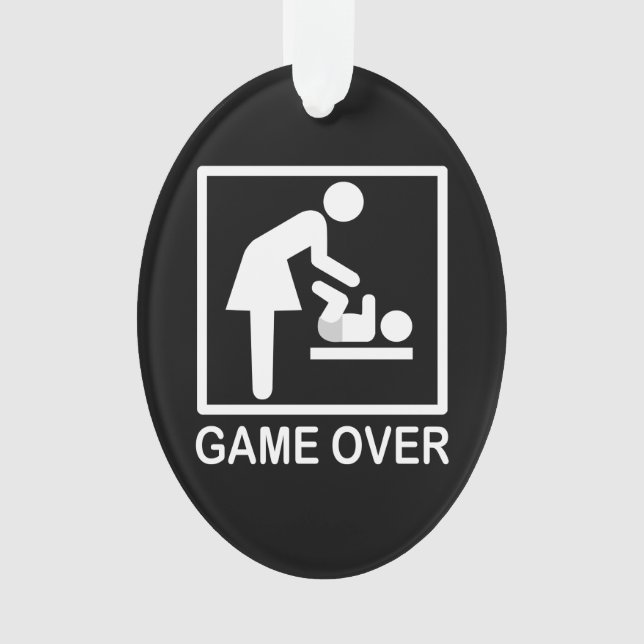 Game Over Mom Funny Signage Pictogram Ornament (Front)