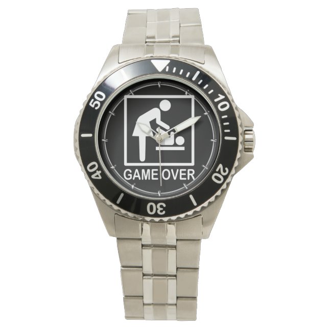 Game Over Mom Funny Signage Pictogram Watch (Front)