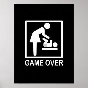 Game Over Mom Humourous Pictogram Poster