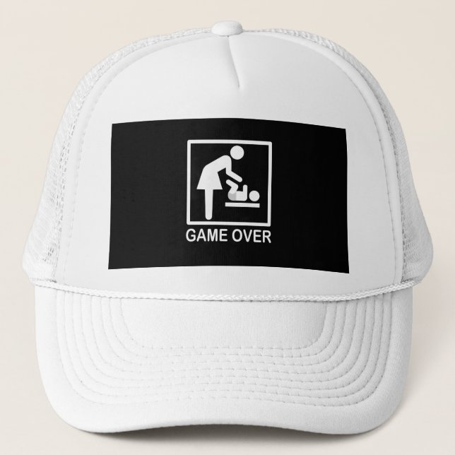 Game Over Mom Humourous Pictogram Trucker Hat (Front)