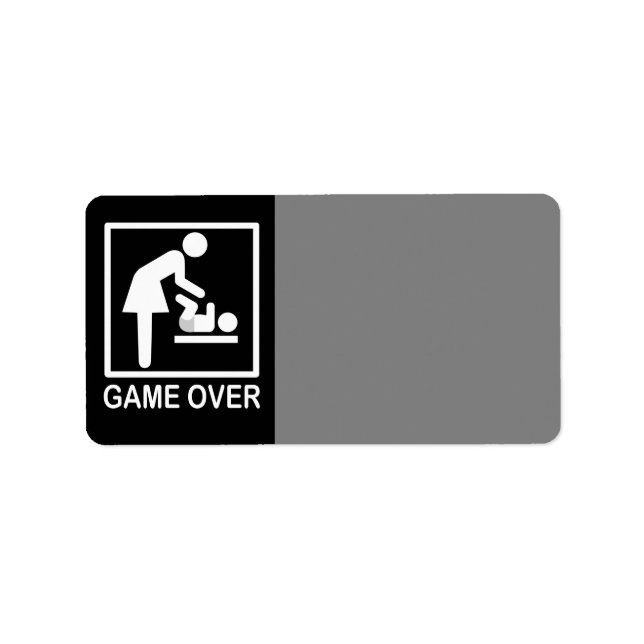 Game Over Mom Humourous Signage Label (Front)