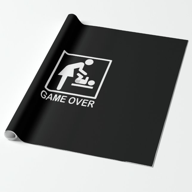 Game Over Mom Humourous Signage Wrapping Paper (Unrolled)