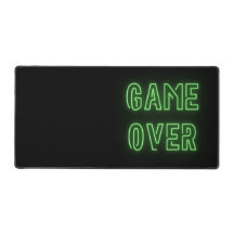 Game Over neon light design green Desk Mat