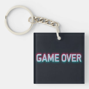 Game Over Neon Sign   Retro Glowing Arcade Design  Keychain