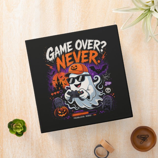 Game Over Never Funny Gamer Ghost Halloween Binder (In Situ)