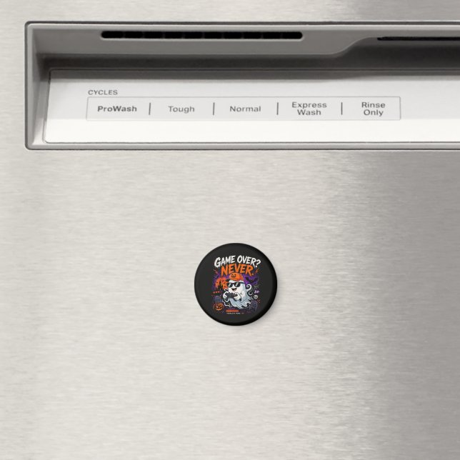 Game Over Never Funny Gamer Ghost Halloween Magnet (In Situ (Dishwasher))