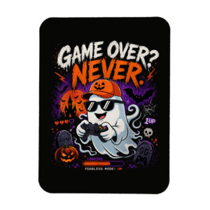 Game Over Never Funny Gamer Ghost Halloween Magnet