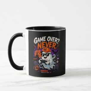 Game Over Never Funny Gamer Ghost Halloween Mug