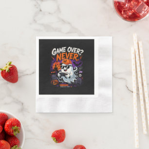 Game Over Never Funny Gamer Ghost Halloween Napkin