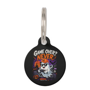 Game Over Never Funny Gamer Ghost Halloween Pet Tag