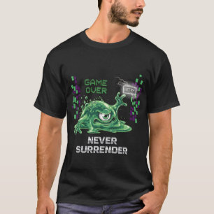 Game Over Never Surrender Retro Gaming T-Shirt   F