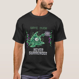 Game Over Never Surrender Retro Gaming T-Shirt   F