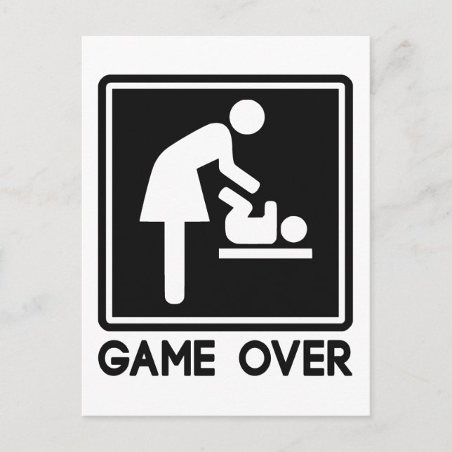 Game Over New Baby for Parent Mom Announcement Postcard (Front)