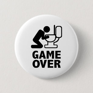 Game over puke toilet 2 inch round button